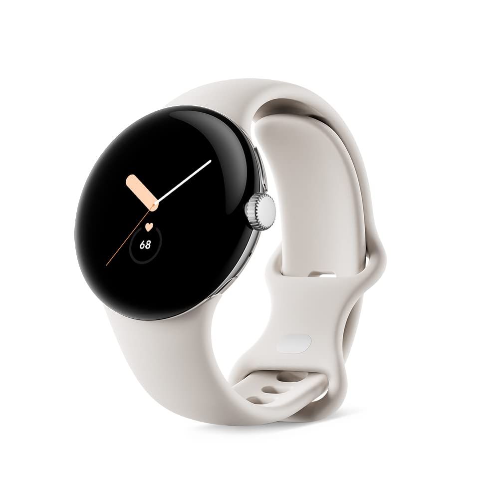 Google グーグル Pixel Watch 心拍計機能 Polished Silver ステンレス ケース | Chalk アクティブ バンド Wifi GA03182 Polished Silver ステンレス ケース|Chalk アクティブ バンド