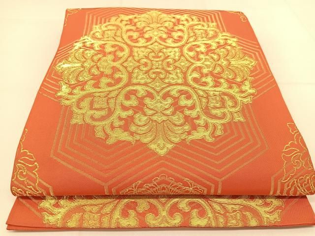 平和屋着物●西陣　川島織物　六通柄　本袋帯　正倉院花文　金糸　正絹　逸品　BAAT8032yc 平和屋着物○西陣 川島織物 六通柄 本袋帯 正倉院花文 金糸 正絹 逸品