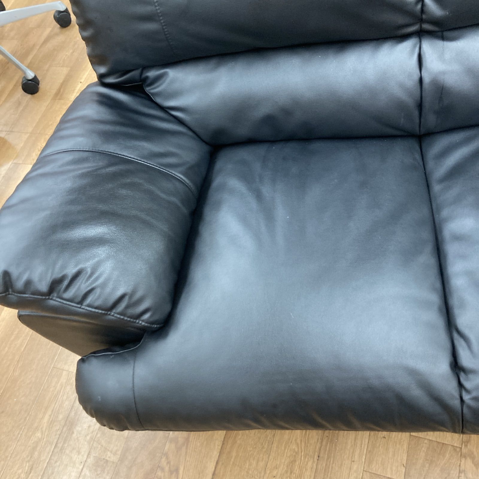 S154 訳アリ NITORI ニトリ レザー２Pソファ 黒 幅160cm NEXPOTALLINN_EU