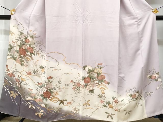 平和屋着物■訪問着　草花文　暈し染め　正絹　逸品　AAAS7634jd