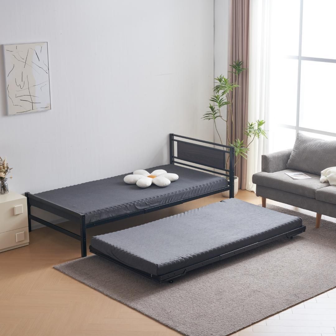 【ブラック】 ベッド 二段ベッド パイプベッド シングルベッド ディベッド 多段ベッド シングル ベッド ベッドフレーム エキストラベッド パイプ 収納 北欧風 おしゃれ 子供部屋 送 スチー