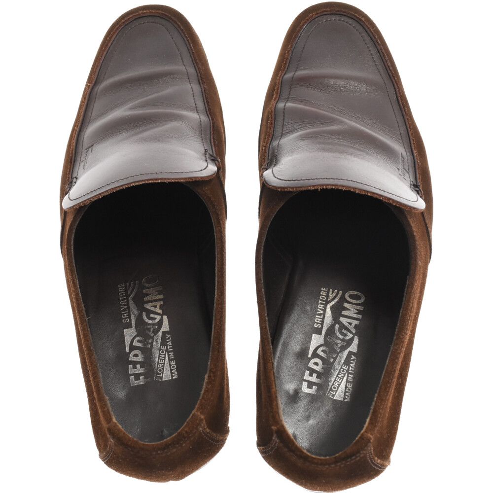 Salvatore Ferragamo サルヴァトーレ フェラガモ SUEDE CALF HICKORY 2 CALF スウェード カーフ ヒッコリー 2 カーフ ローファー レザーシューズ ブラウン