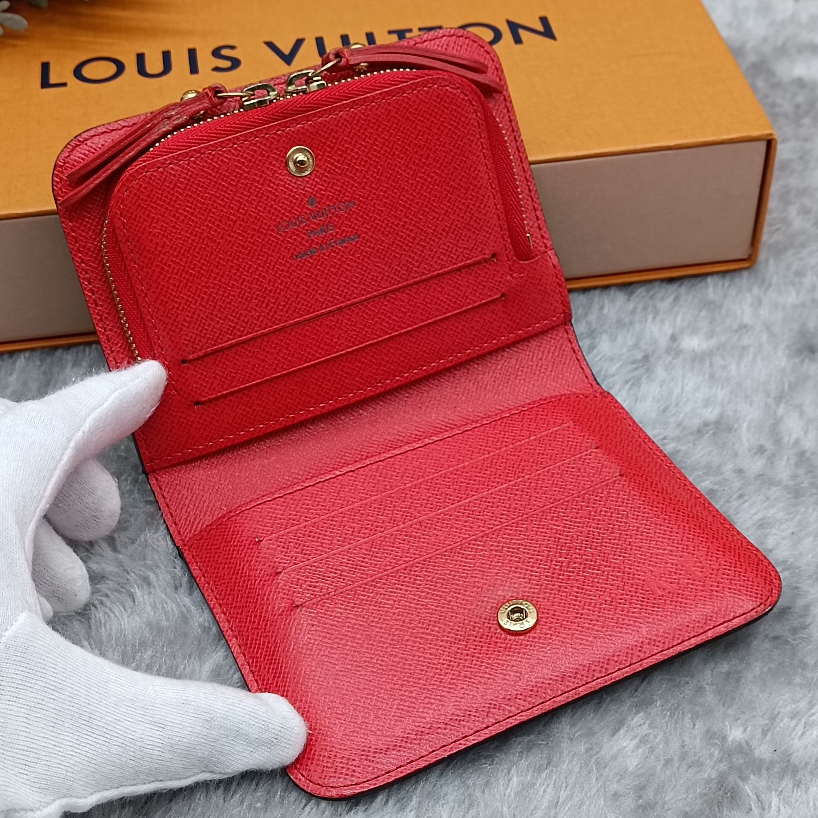 《 LOUISVUITTON 》　ルイヴィトン　モノグラム　ポルトモネ　アンソリット　オランジュ　M66704　折財布　コンパクトウォレット　 ラウンドファスナー　ダブルファスナー　レッド系　BOX付　送料無料・匿名配送・最短即日発送いたします！　133