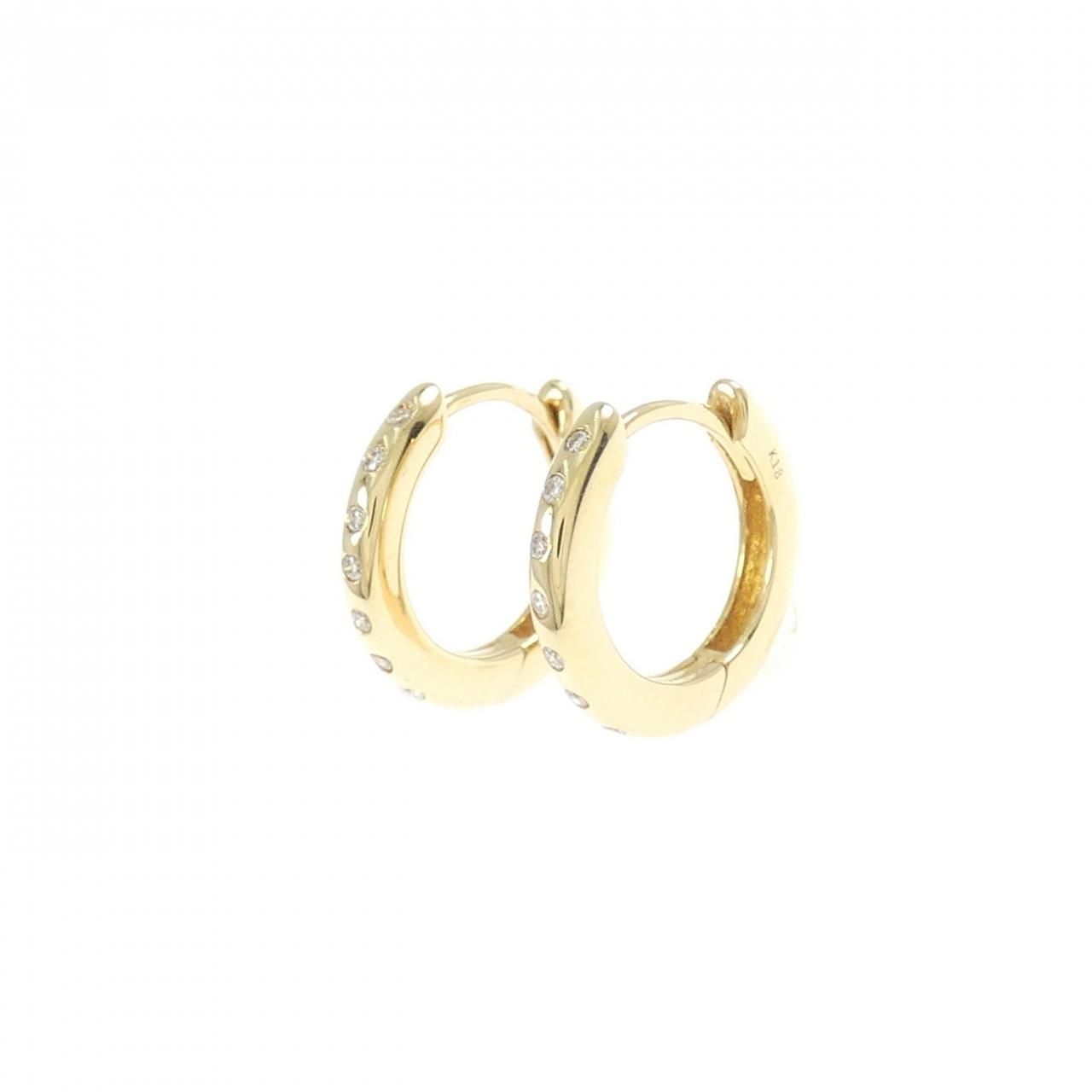 K18YG ダイヤモンド フープ ピアス 0.06CT