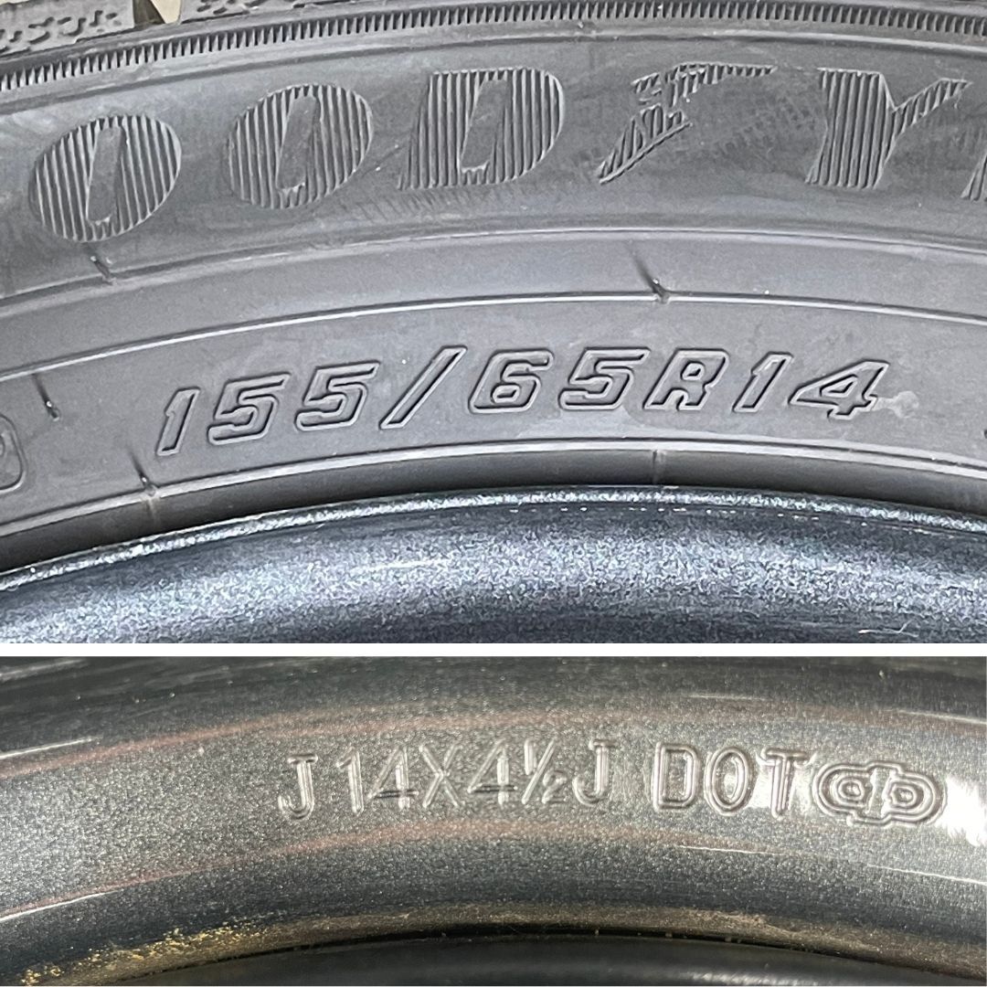 送料込　155/65R14 NAVI8（2021年製造） スペーシアベース（MK33V）スタッドレス　純正ホイール 4本