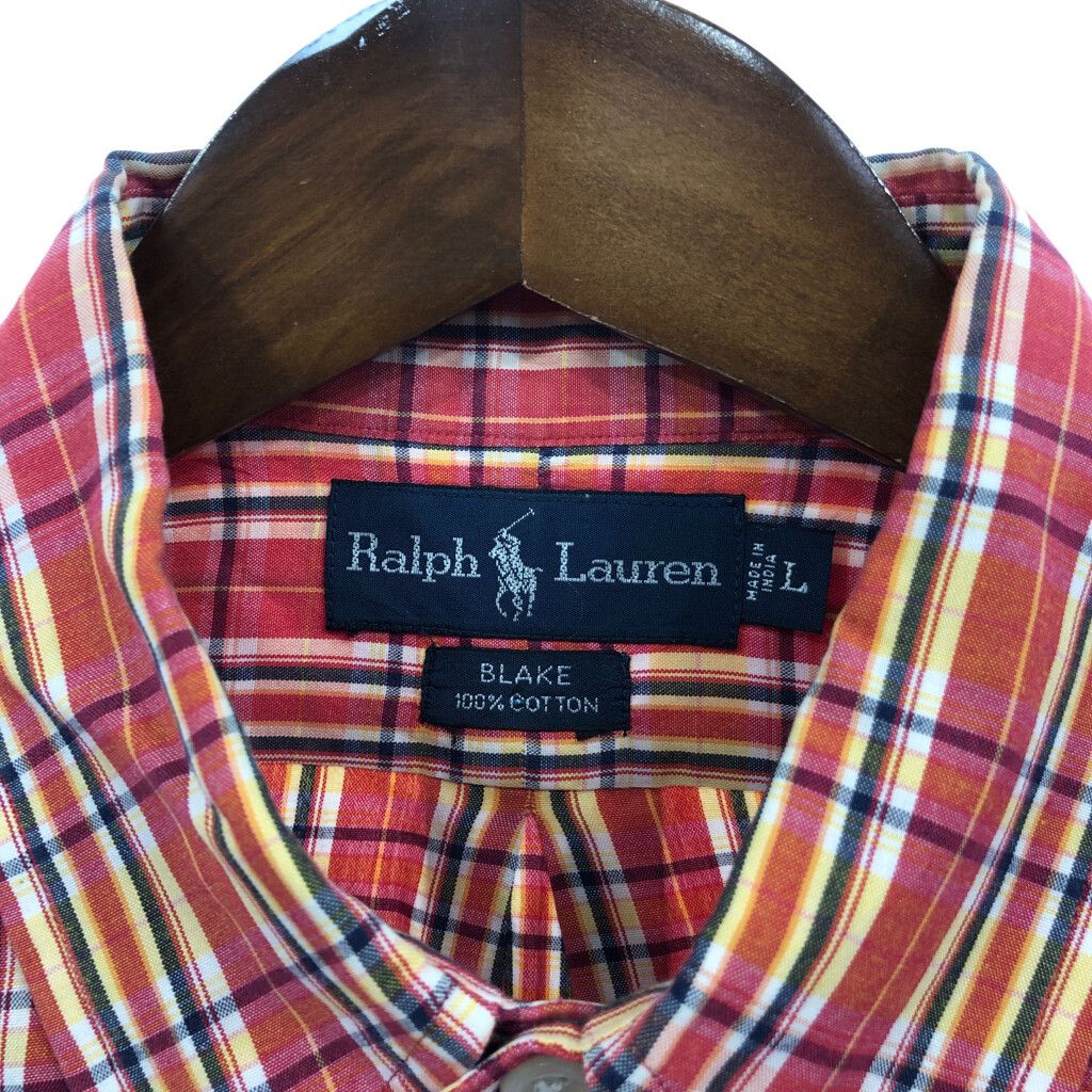 90年代 RALPH LAUREN ラルフローレン BLAKE ボタンダウン 半袖シャツ チェック レッド (メンズ L) 中古 古着 Q5890 -  メルカリ