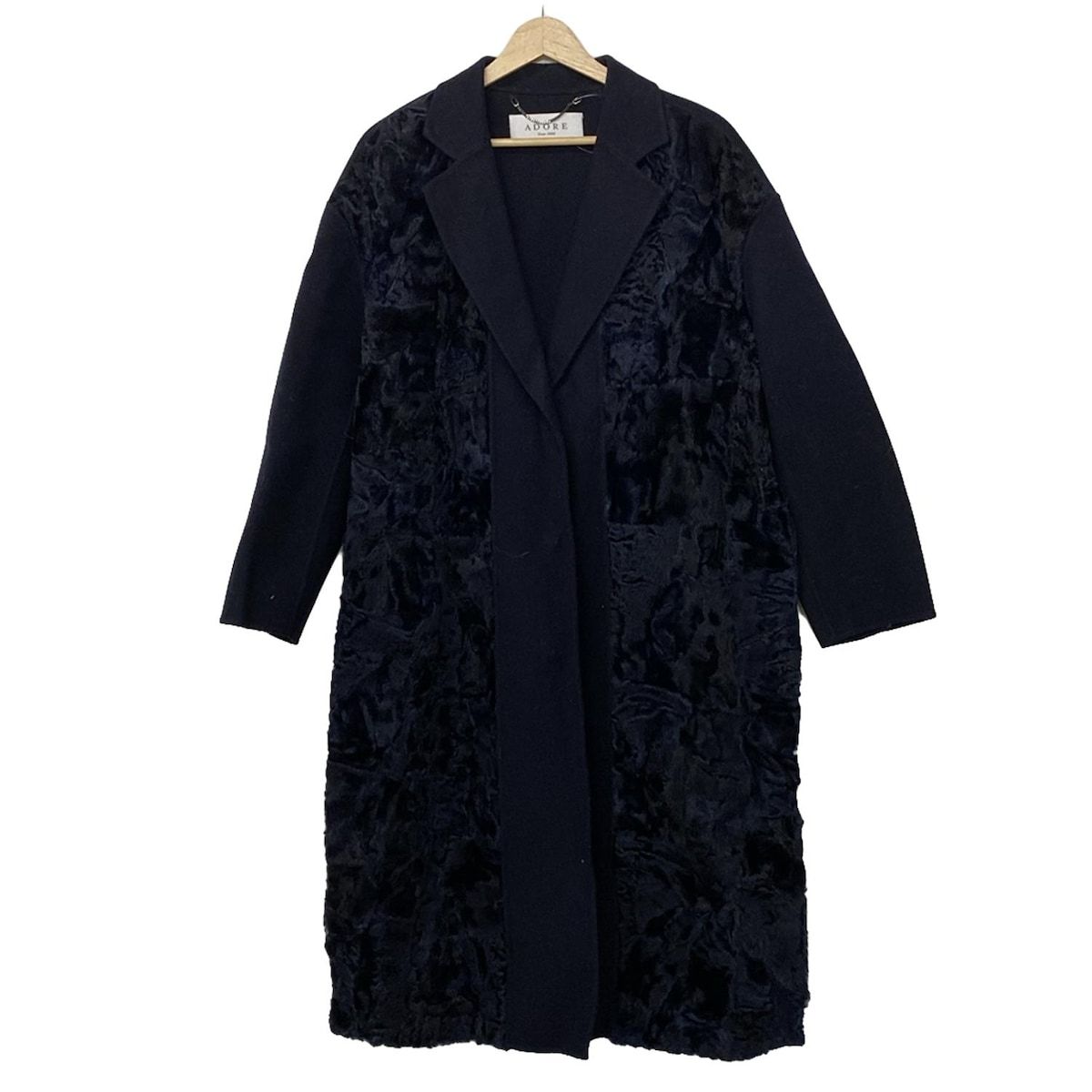 ADORE アドーア コート サイズ38 M レディース - ダークネイビー 長袖|ファー ラム |冬