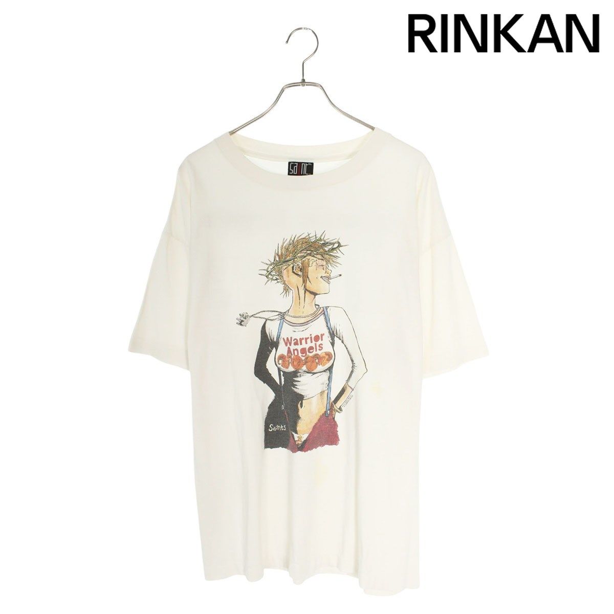 セントマイケル  SM-A21-0000-006 WarriorAngelsガールプリントTシャツ メンズ XL