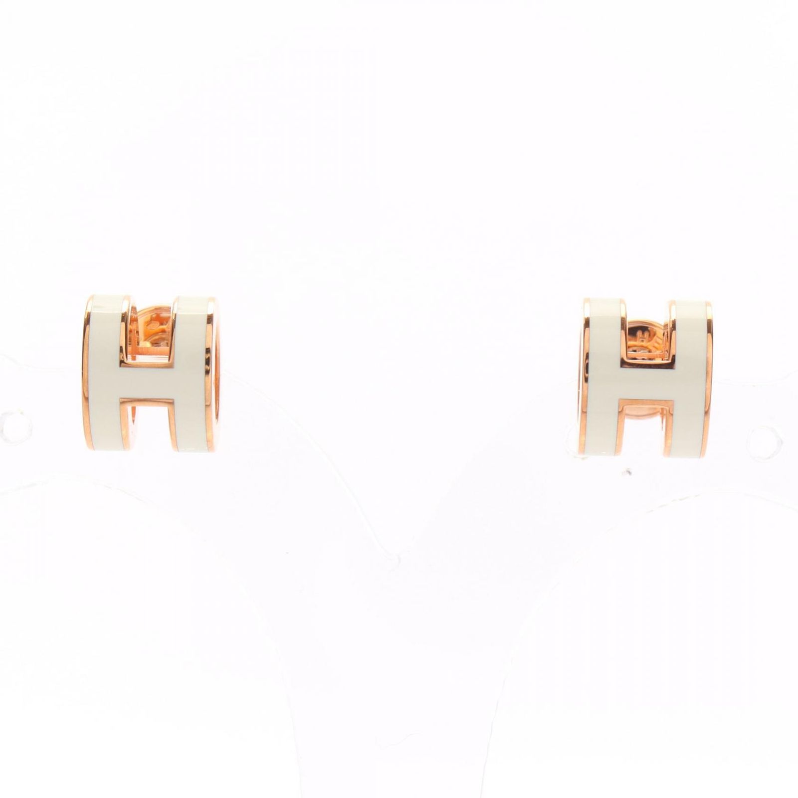 未使用 エルメス ミニポップH ピアス ホワイト ゴールド HERMES エルメス ピアス 
