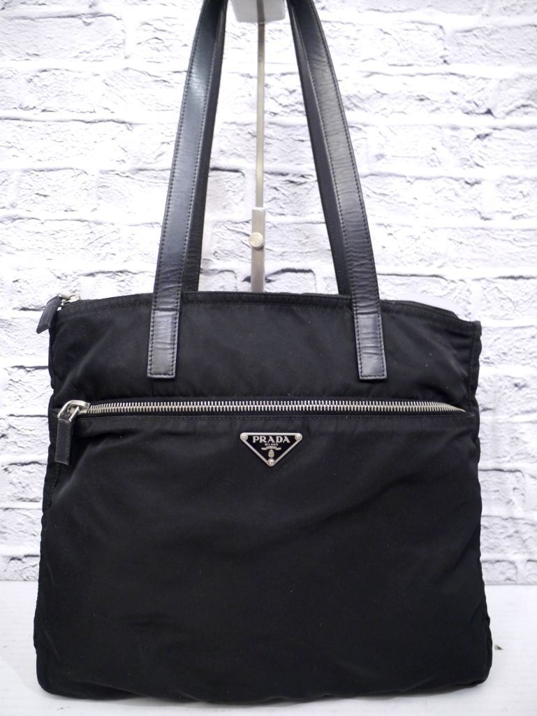 美品◇PRADA プラダ ユニセックス ナイロンxレザー切替 トート ハンド 