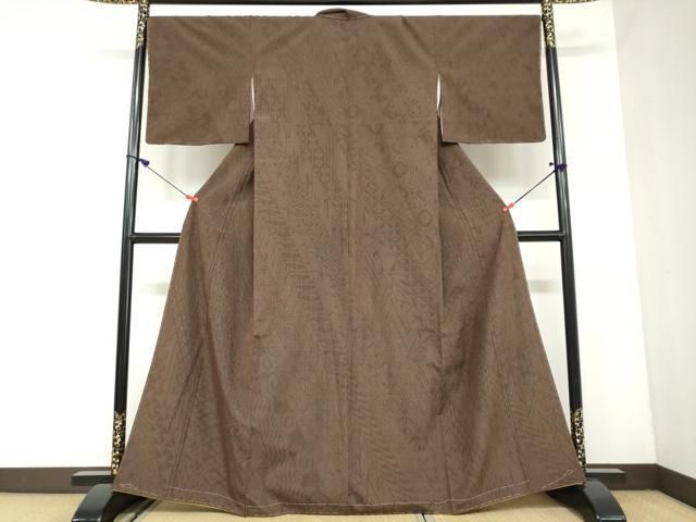 平和屋着物 本塩沢 110亀甲 変わり吉祥間道 正絹 DAAW5576ud