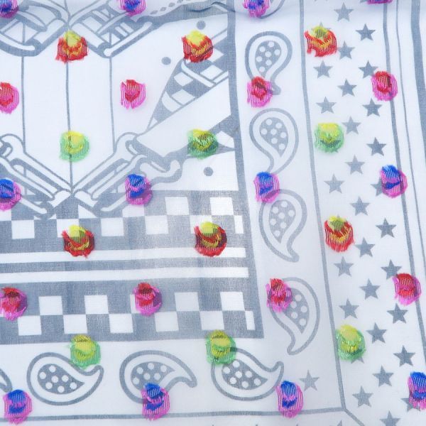 HERMES エルメス スカーフ カレ60 シルクモスリン ジグザグのサングル レインボードット ブルー 2023年 美品 aq8989