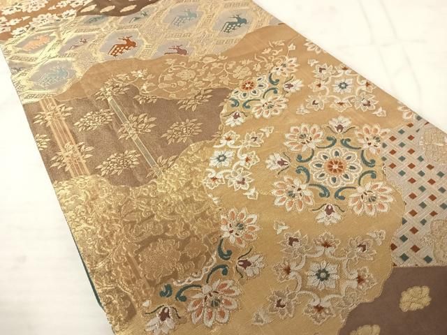 平和屋着物◎六通柄袋帯 唐織 更紗花文 有栖川 金銀糸 正絹 逸品