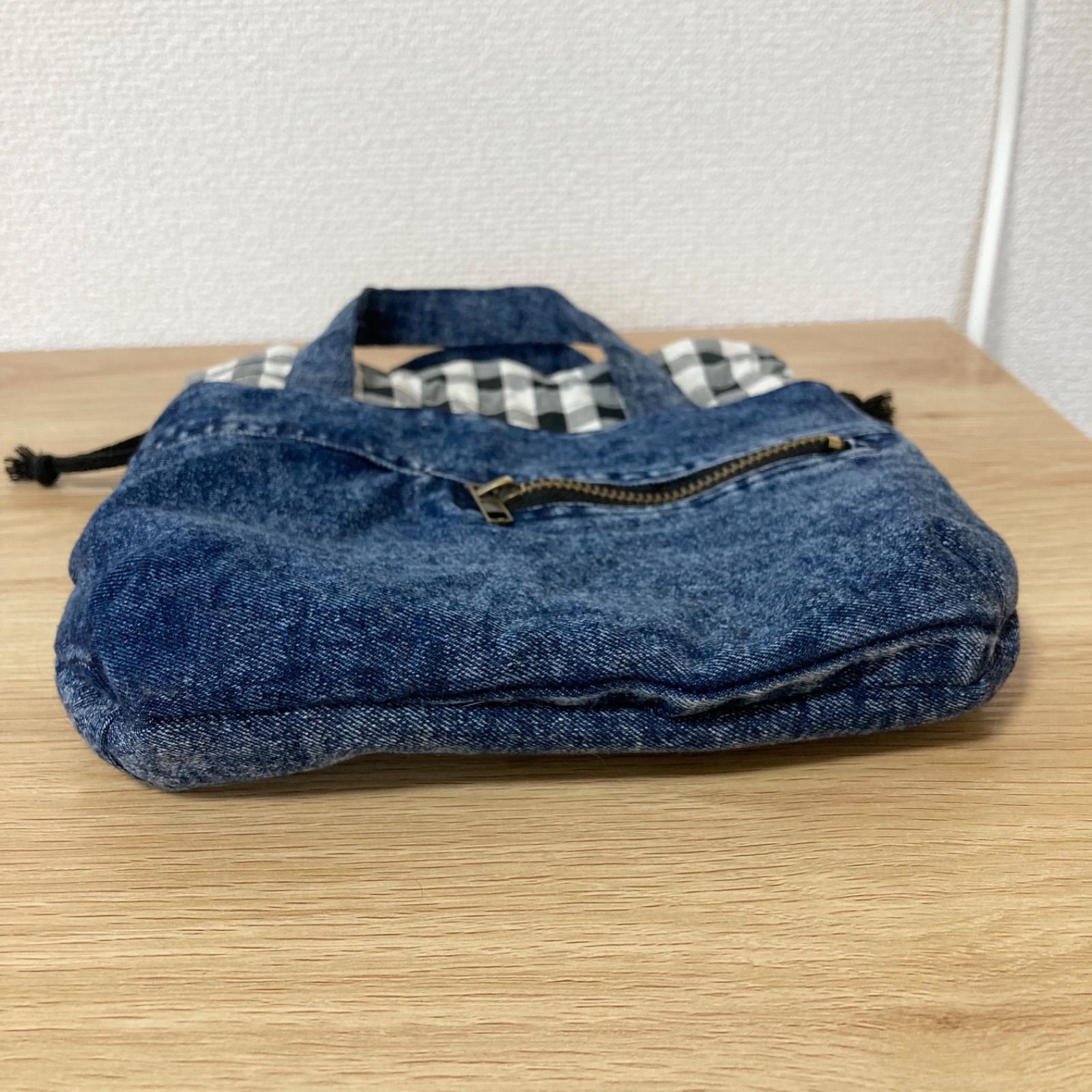 USEDデニムリメイク あおり巾着トートバッグ デニムリメイク あおり巾着トートバッグ🤍ハンドメイド - メルカリ