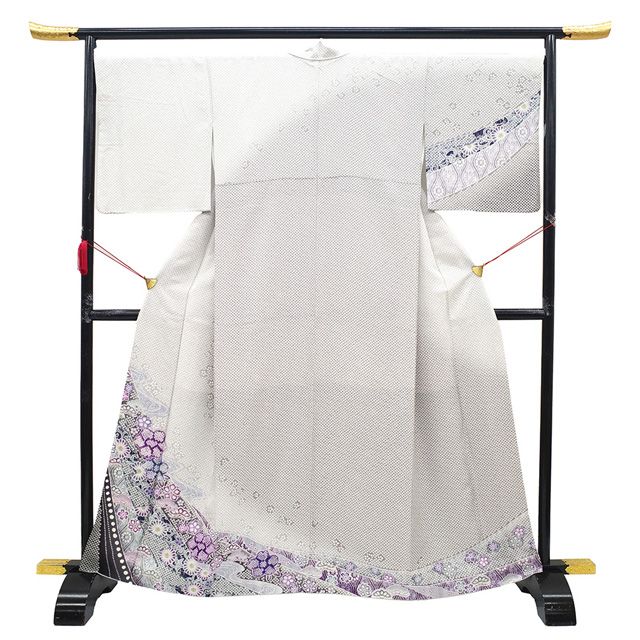 新古品】 訪問着 着物 未使用 正絹 フォーマル 銀通し ライト
