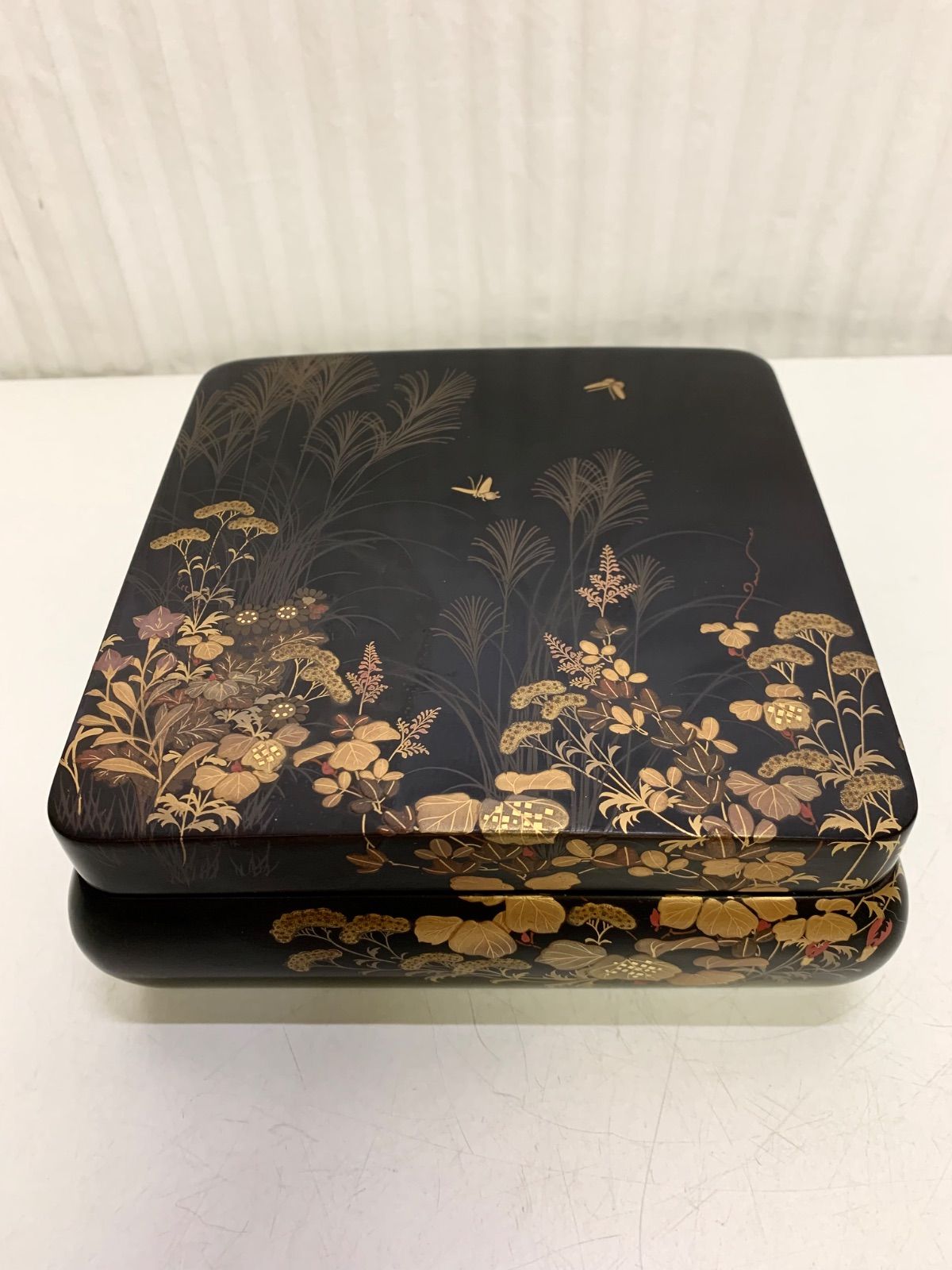 高級漆器 古美術 金彩 蒔絵 文箱 硯箱 茶箱 茶道 小物入れ ススキ 花