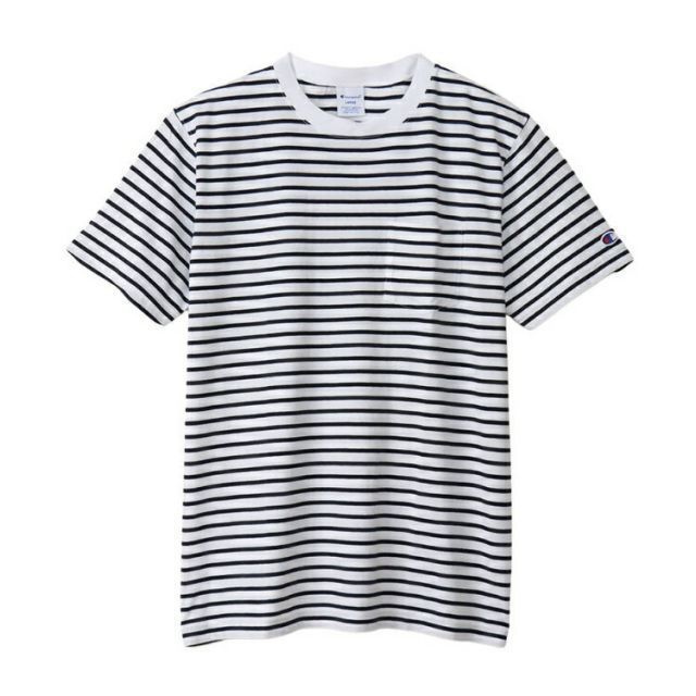HANES ヘインズ BORDER SHORT SLE ホワイト Lサイズ C3-X354 10 | スポーツ 運動 服 衣類 ウエア ウェア トップス ショートスリーブ Tシャツ 半袖 着心地 デザイン 柄 ボーダー 綿 コットン 機能性 ブラン