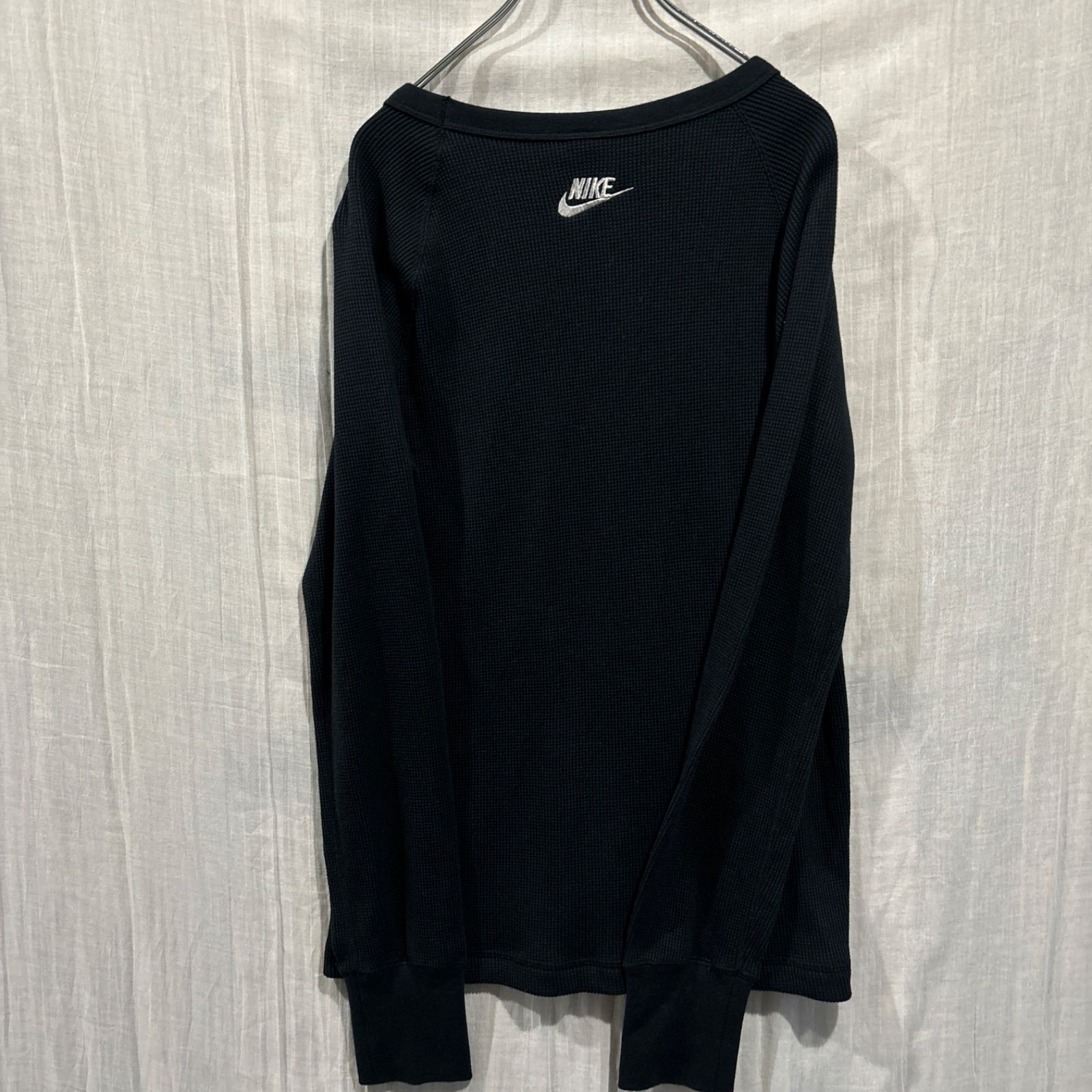00s NIKE ゴツナイキプリントサーマルカットソーロンT Mサイズ黒