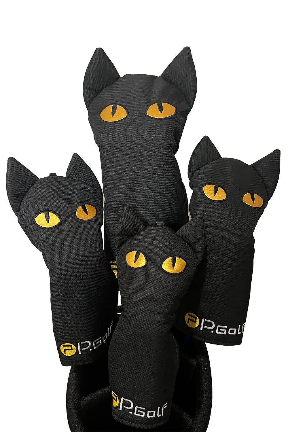 *４点セット P.Golf ピーゴルフ ヘッドカバー 黒猫 1 3 5 UTセット *４点セット