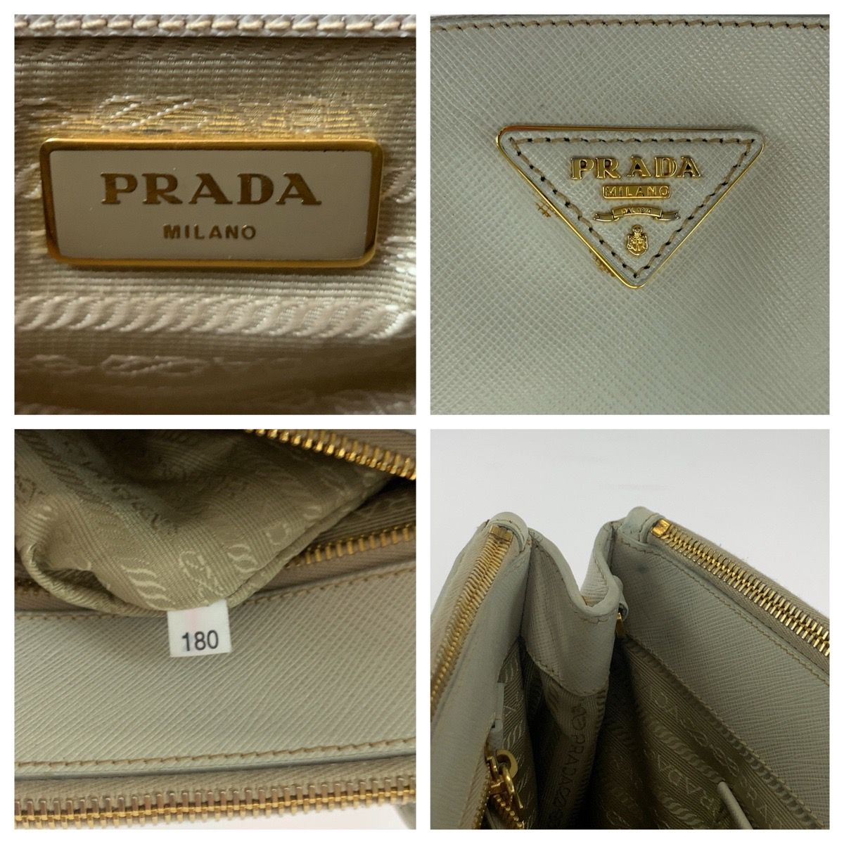 美品 PRADA プラダ サフィアーノ ガレリア ホワイト レザー