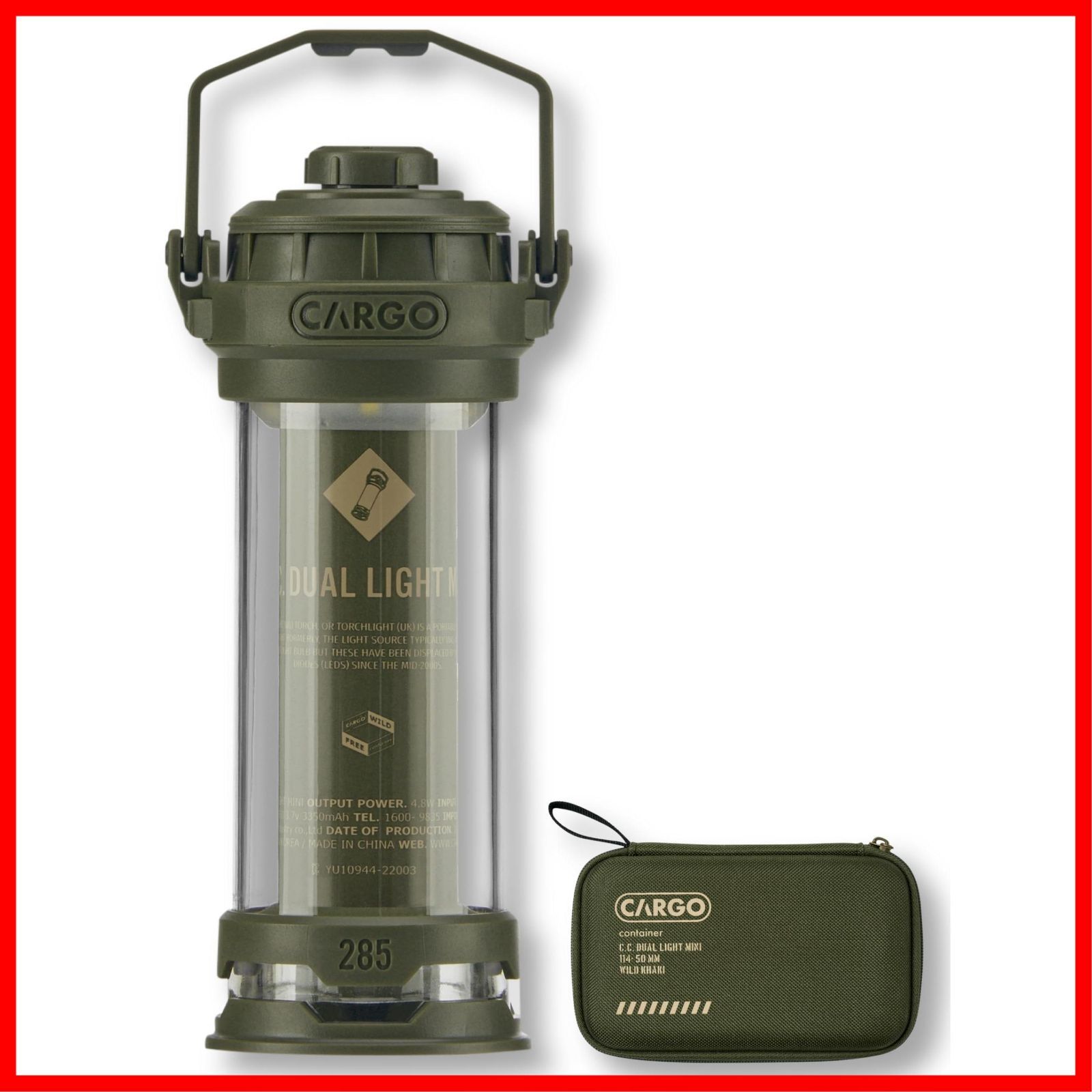 【在庫セール】(WILD 専用ケース付 充電式 KHAKI) LED アウトドア MINI LIGHT DUAL CONTAINER CARGO ランタン ミニ デュアルライト カーゴコンテナ