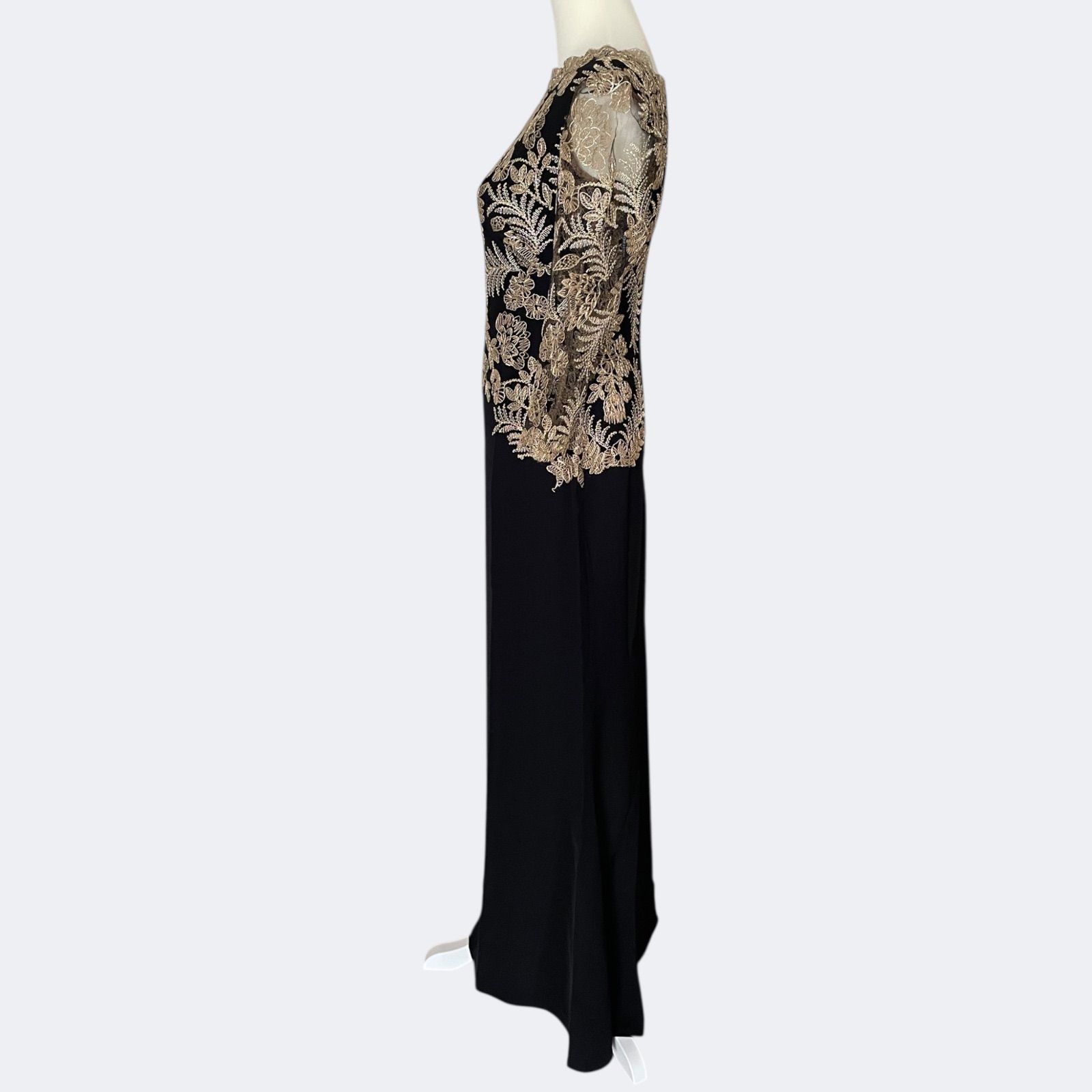 新品◇TADASHI SHOJI タダシショージ 上品ゴールドお花刺繍レース 