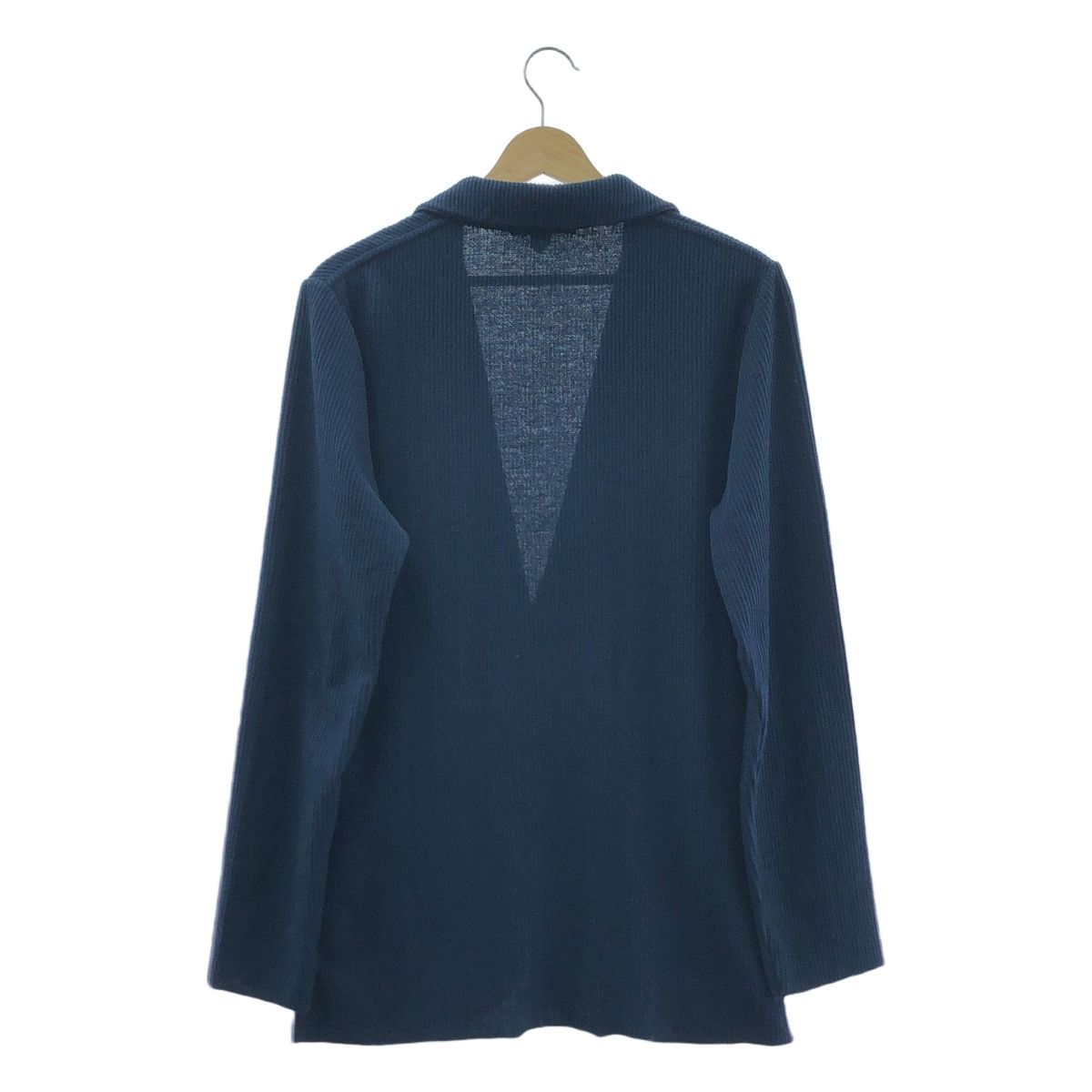 LARDINI / ラルディーニ | ブートニエール付き コットン ストライプ ニット テーラードジャケット | S | ネイビー | メンズ LARDINI / ラルディーニ | ブートニエール付き コットン ストライプ