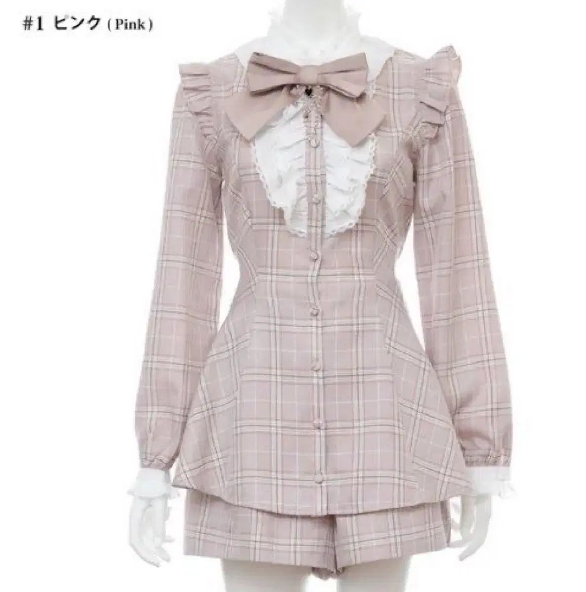 Secret Honey シークレットハニー チェック ピンク セットアップ 長袖