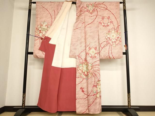 成人式　豪華赤振袖刺繍　吉祥花鞠文　金糸　金彩　正絹　逸品　お得な6点セット 成人式 豪華赤振袖刺繍 吉祥花鞠文 金糸 金彩 正絹 逸品 お得な6