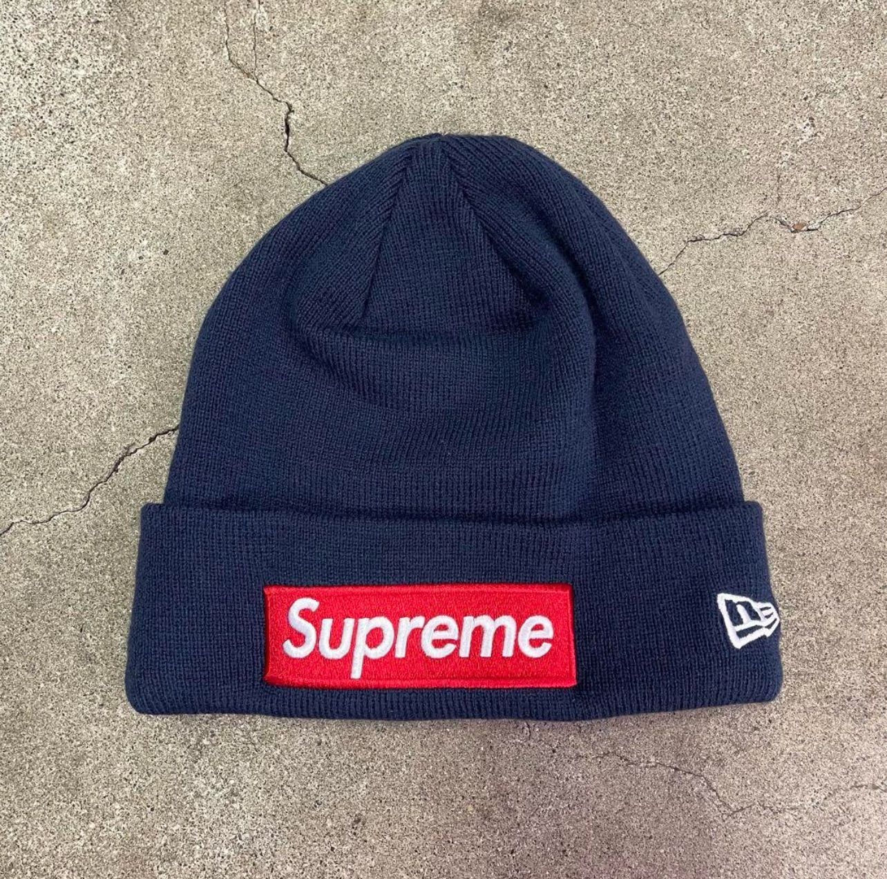 24fw Supreme NewEra boxロゴ 紺色 ビーニー