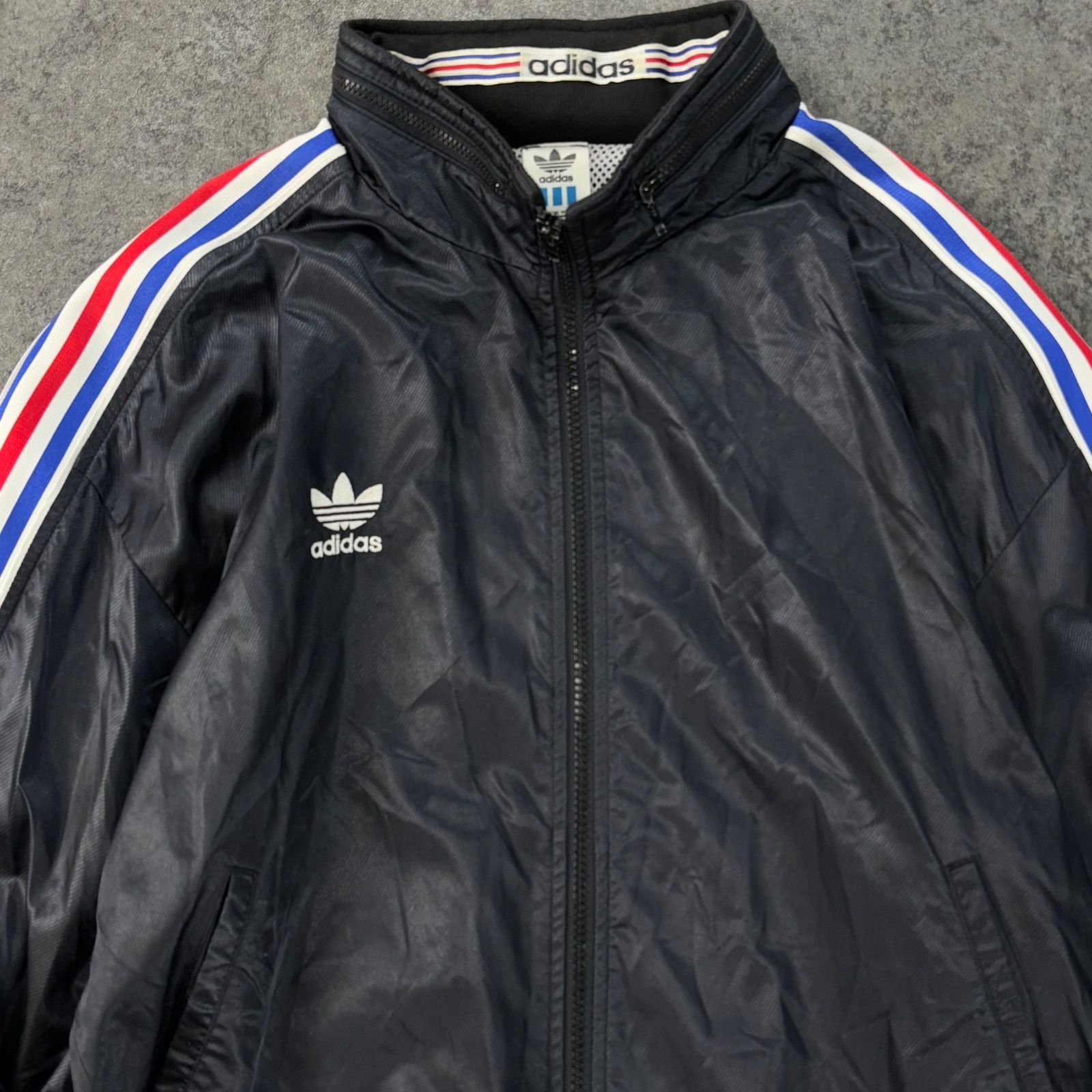 adidas◇デサント期/ジャージ/ナイロン/BLK/無地/ADS-8165 アディダス 