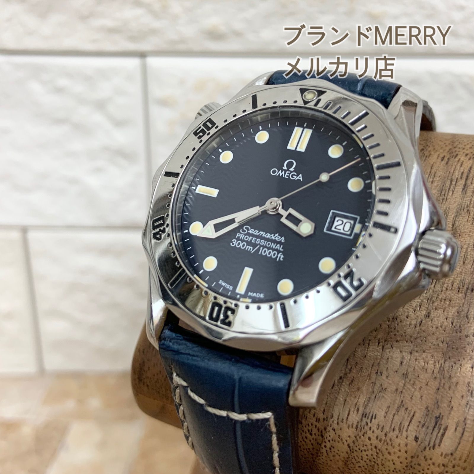 omega オメガ シーマスター プロフェッショナル 300m ブルー 36mm メンズ 腕時計 sea master ダイバーズウォッチ  1000ft レザーベルト美品 人気 - メルカリ