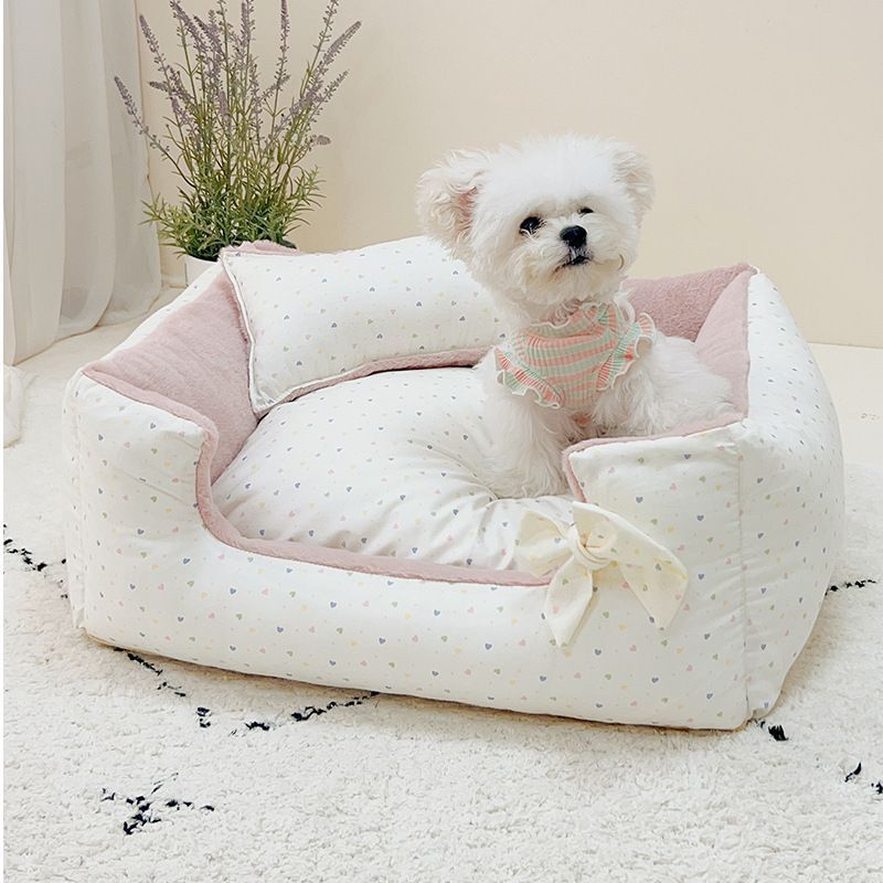 Sサイズ ペットベッド 角型 両面使える 花柄 ペットソファー ペットクッション マット 小型犬 犬 猫 子猫 子犬 小動物 犬猫兼用 小型犬 通気性いい ふわふわ 通年用 ペット用品