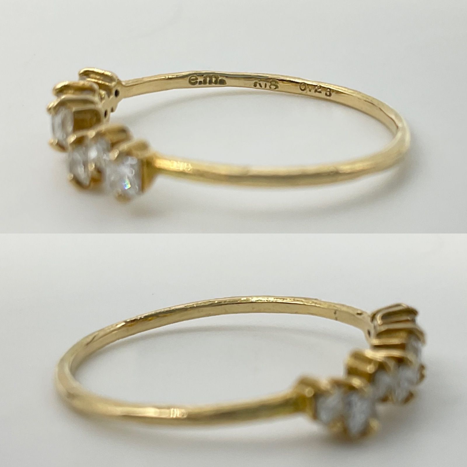 e.m. イーエム リング 指輪 18金 K18 ダイヤモンド0.23ct 9号 総重量 