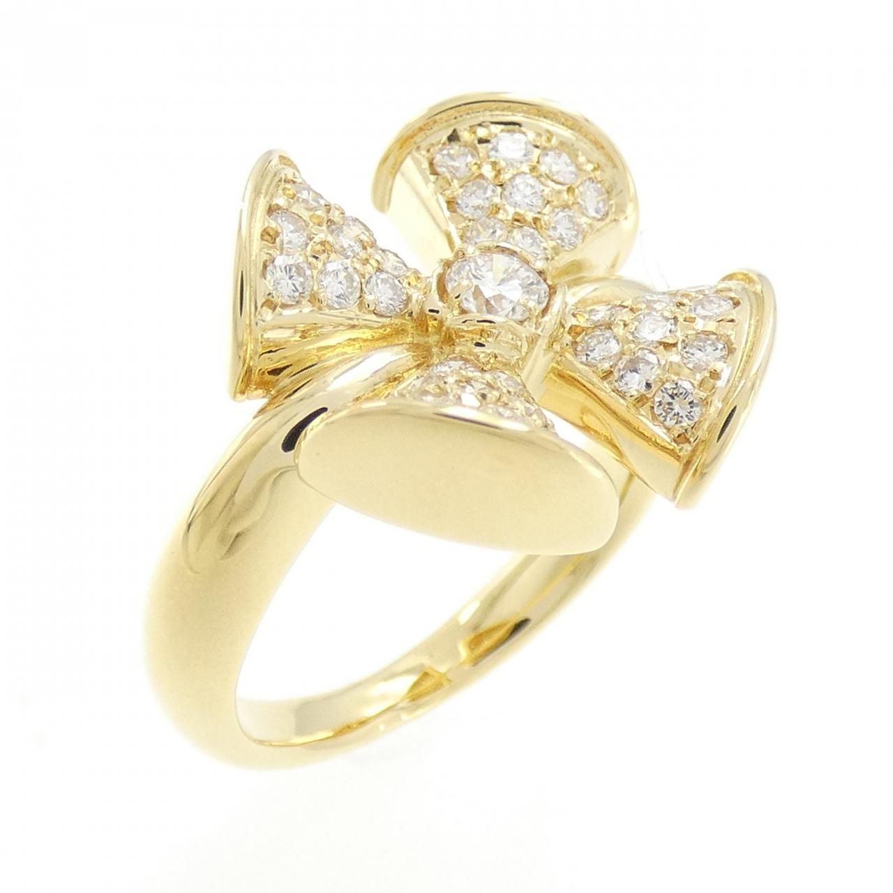 k18 お花デザインリング K18 花モチーフ 0.13ct ダイヤモンドリング