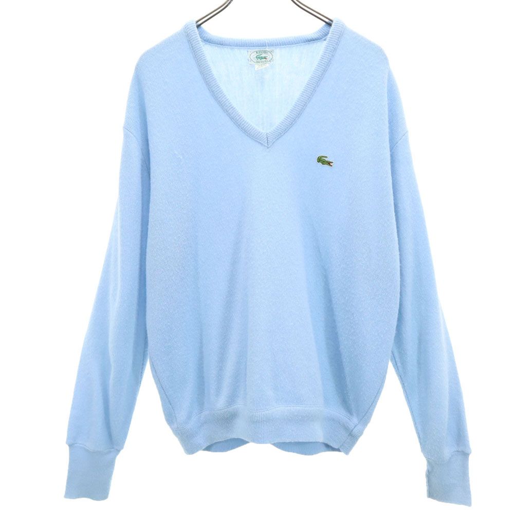 アイゾットラコステ 90s USA製 オールド 長袖 Vネック アクリル セーター L 水色 IZOD LACOSTE ニット メンズ