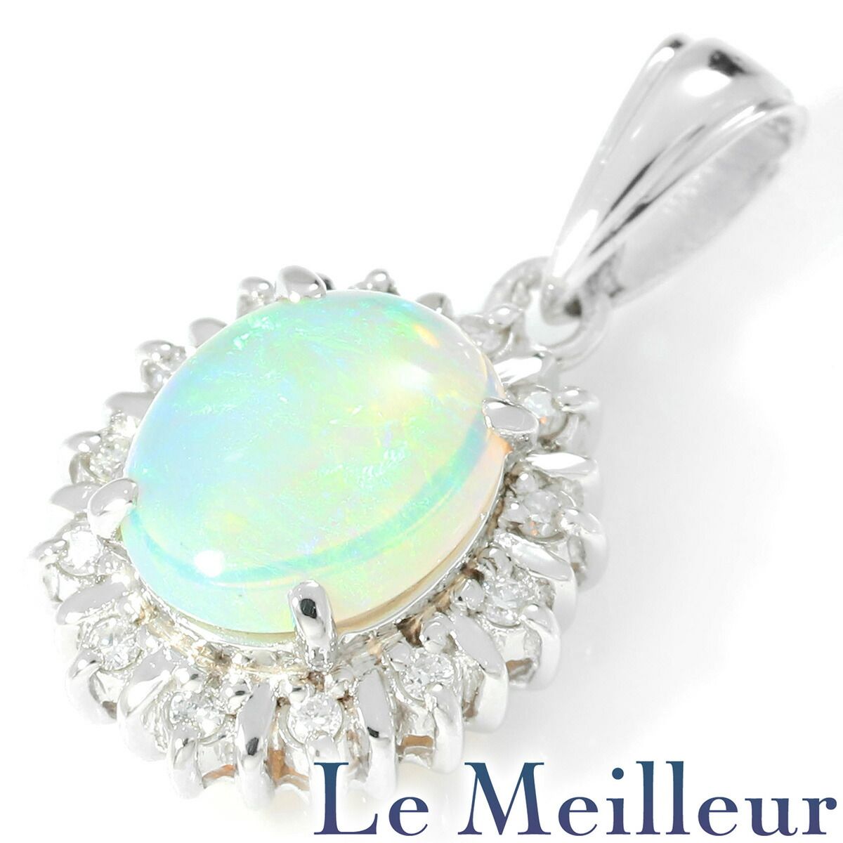 ヘイローデザインペンダントトップ オパール 0.98ct ダイヤモンド 