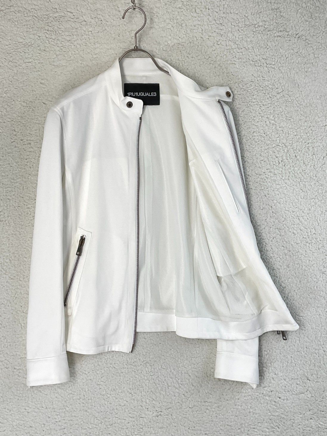 【未使用】1PIU1UGUALE3 シングルリブライダースジャケット サイズ4 未使用 1piu1uguale3 ウノピゥウ 4 ホワイト SINGLE RIB RIDERS