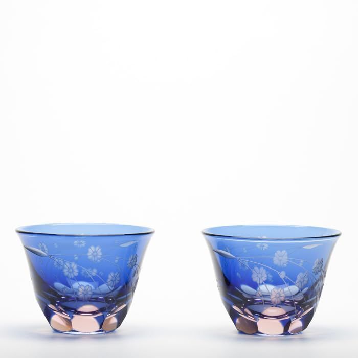 商品 硝子工房 彩鳳 江戸切子 グラス ぐい呑 ペア 桜文様 木箱入り 定番 ペアグラス 切子 贈り物 ギフト包装 プレゼント