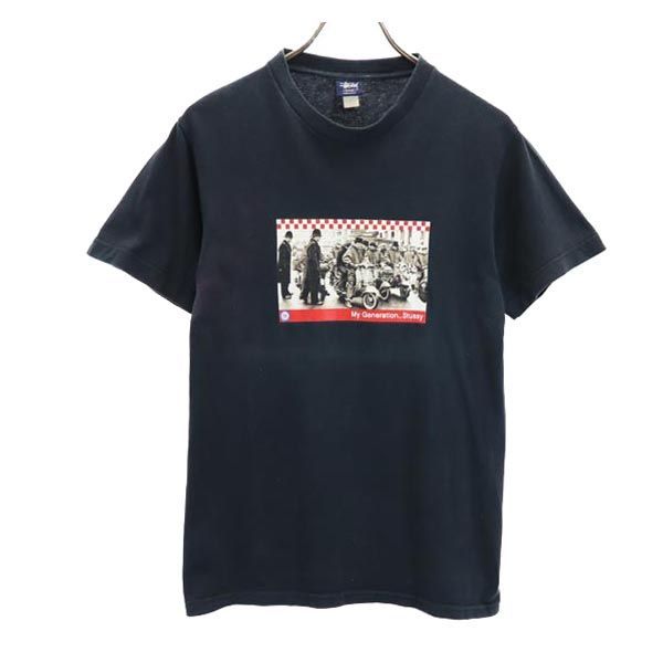 ステューシー 90s 紺タグ オールド USA製 プリント 半袖 Tシャツ S 
