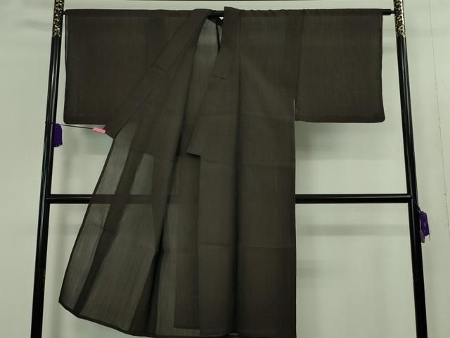 平和屋着物 上 夏物 男性 本場小千谷ちぢみ 麻 色無地 鳥羽色 反端付き DZAA9391kh5