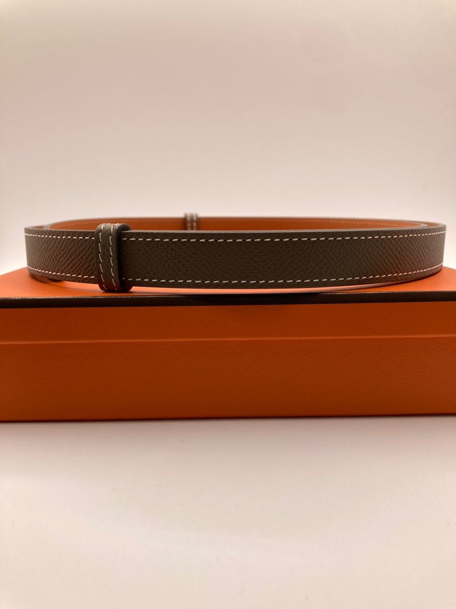 鑑定済】 エルメス ケリー ベルト エトゥープ ピンクゴールド金具 Z