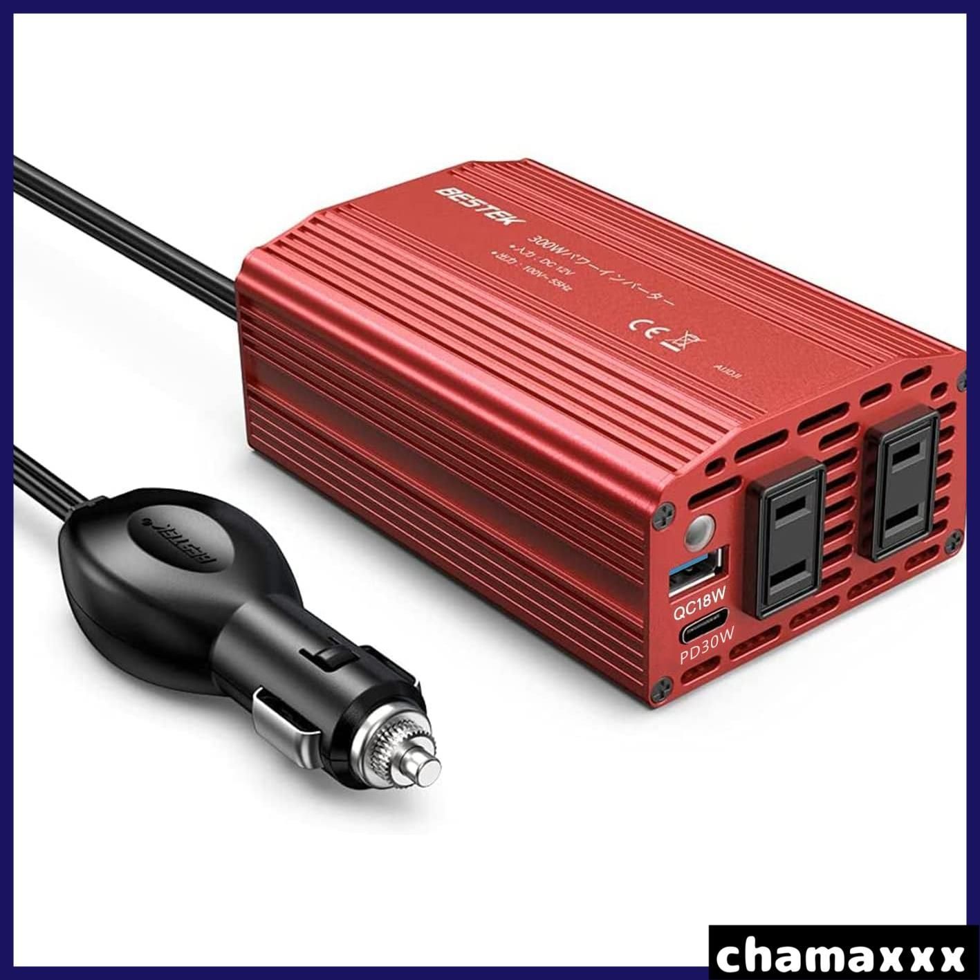 【数量限定】300W PD DC12VをAC100Vに変換 コンセント USB1ポート シガーソケット PD1ポート搭載 PD出力対応 インバーター 12V車専用 カーインバーター BESTEK 車載用インバーター