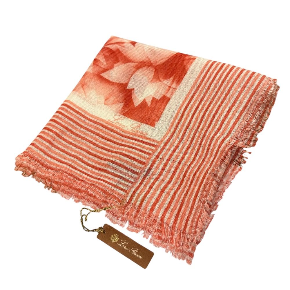 良品 Loro Piana ロロピアーナ カシミヤシルク 大判スカーフ レッド  