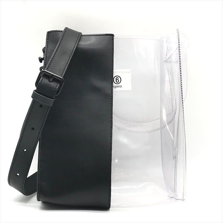 Maison Margiela メゾンマルジェラ MM6 レザー ビニール ショルダー バッグ ブラック a7824