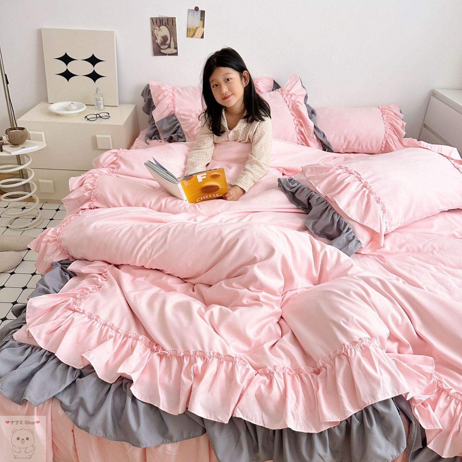 布団カバー シングル 3点セット フリル 寝具 シーツ 洋式•和式兼用 グレー 布団カバー シングル 3点セット おしゃれ 寝具カバー フリル