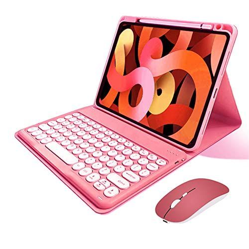 iPadAir5/iPadAir4/iPadPro11_濃いピンク マウス付き iPadAir5 iPadAir4 キーボードケース 丸型キー Apple Pencil 充電対応 iPad Pro 11 第 4 3 2 1 世代 キーボード カバー Bluet