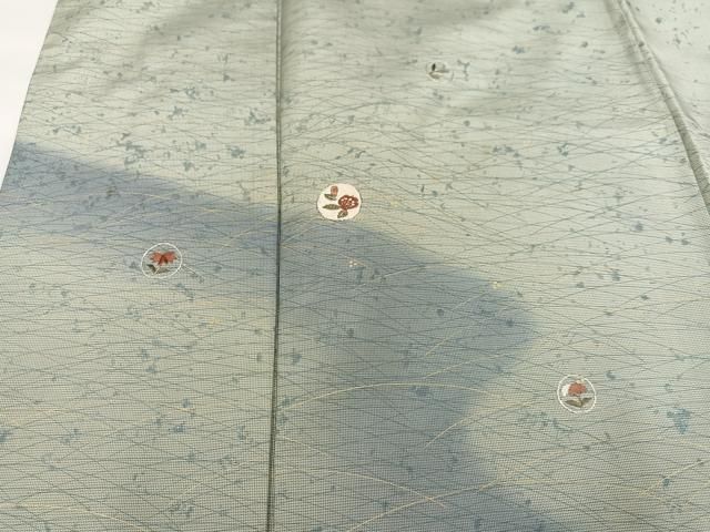 平和屋着物○本場染大島紬 訪問着 刺繍 草花丸文 暈し染め 金彩 正絹