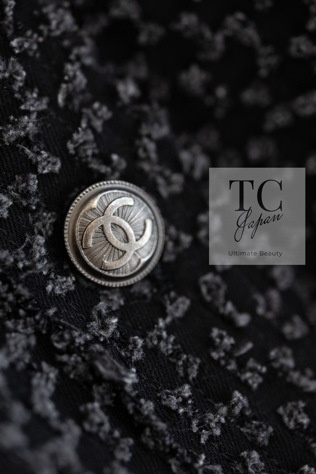 シャネル ジャケット CHANEL チャコールグレー ブラック 黒 ラッフル