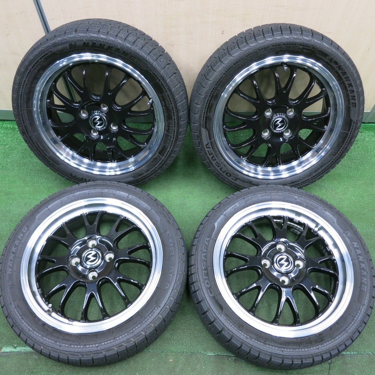 *送料無料* バリ溝！キレイ！9分軽サイズ スタッドレス BADX S-HOLD 165/55R15 ナンカン CORSAFA 15インチ PCD100/4H4052706HAス